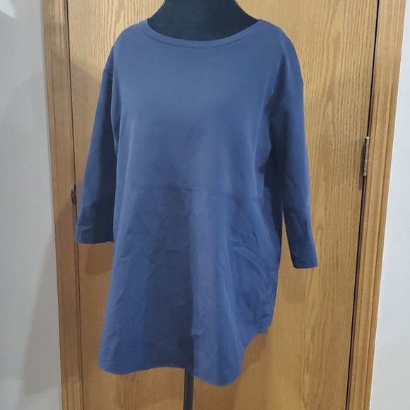 COS Tops - COS navy blue 3/4 sleeve block mixed fabric top